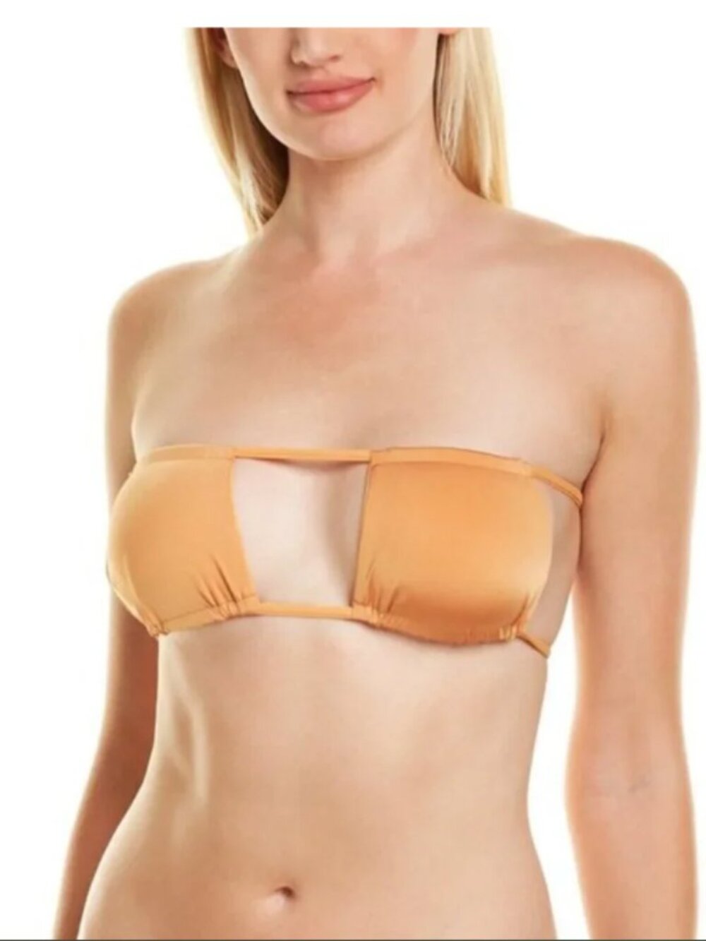 WeWoreWhat Tie-Back Ruched Bandeau Bikini Top XS